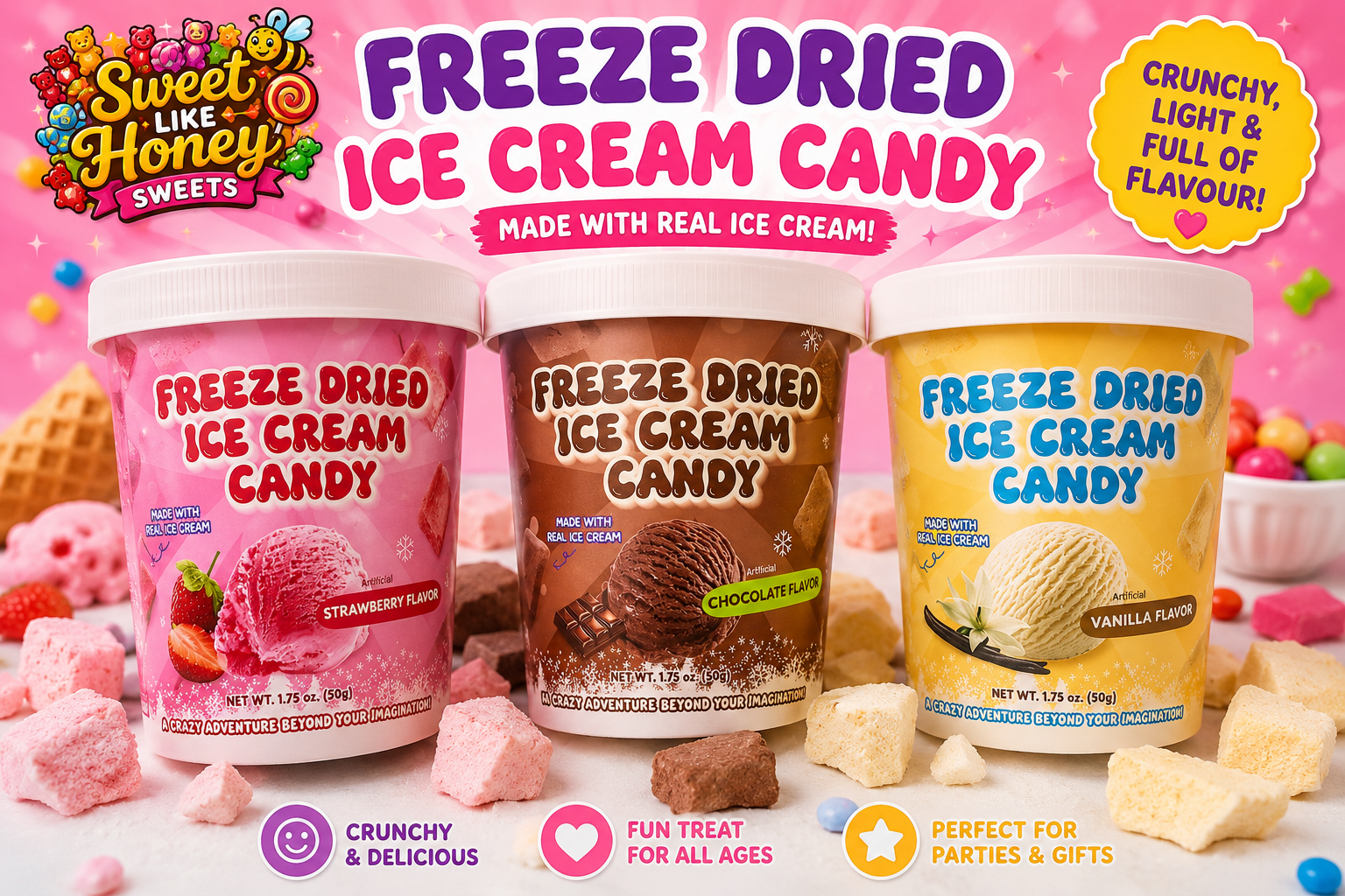 Freeze Dried Ice Cream Candy Cups